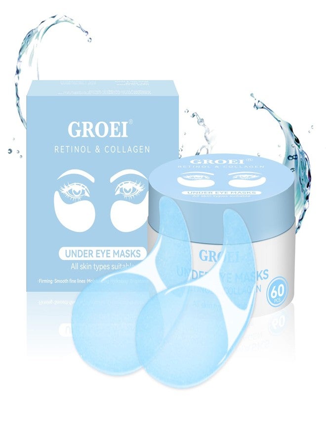 GROEI 60Pcs Eye Patches for Puffy Eyes – Retinol Collagen Hydrogel Under Eye Patches - Dark Circles, Fine Lines – Hydrating, Firming, Brightening Skincare for All Skin Types - Image 1